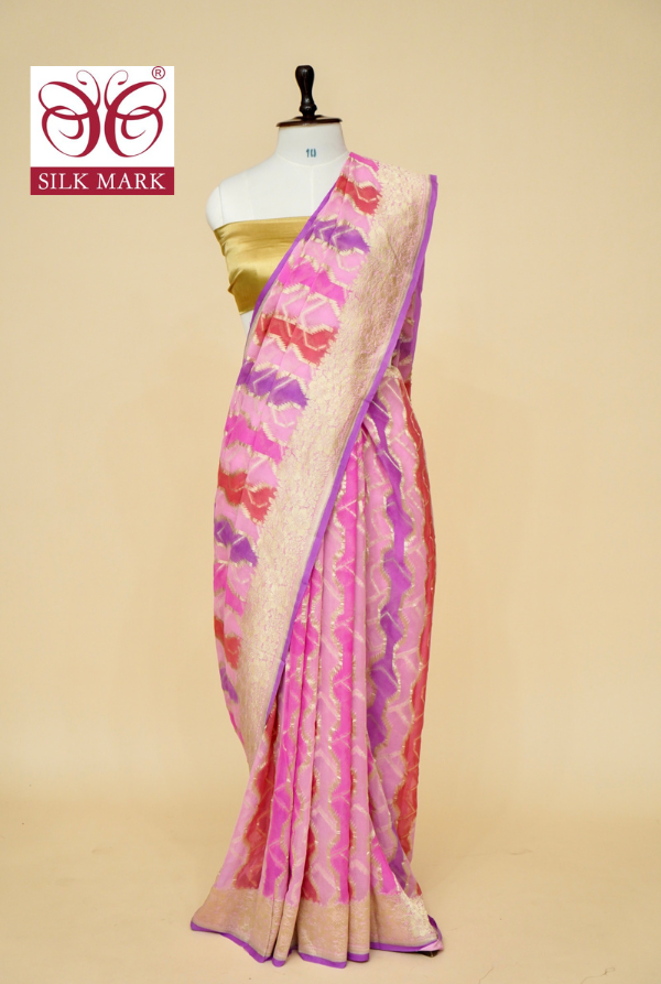 Pure Banarasi Khaddi Georgette Saree with Rangkat Pattern By Kalakari