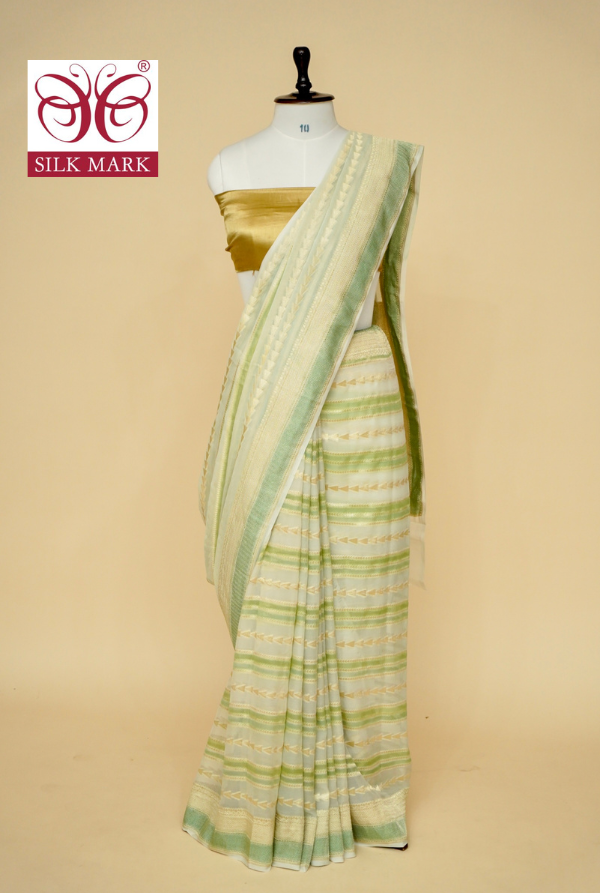 Pure Banarasi Khaddi Georgette Saree with Rangkat Design By Kalakari