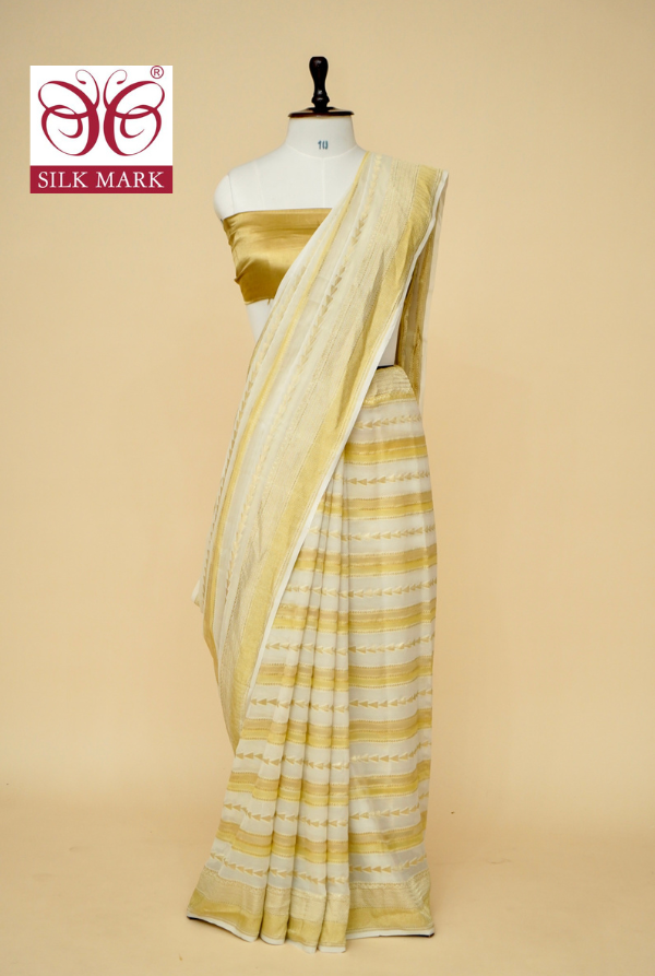 Pure Banarasi Khaddi Georgette Saree with Rangkat Pattern by Kalakari