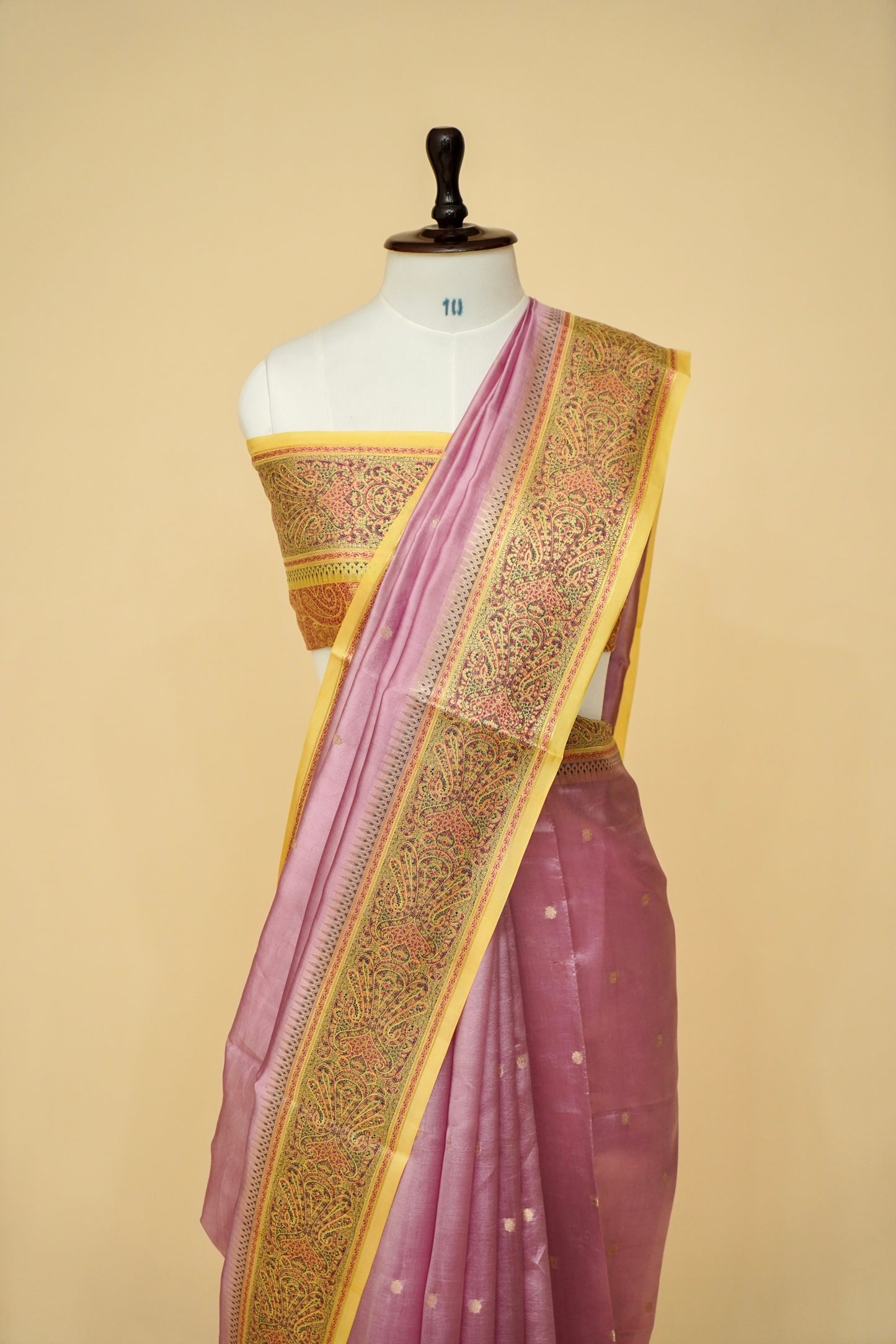 Lightweight Pure Mango Katan Silk Saree in Light Pink with Jamawar Pallu and Border