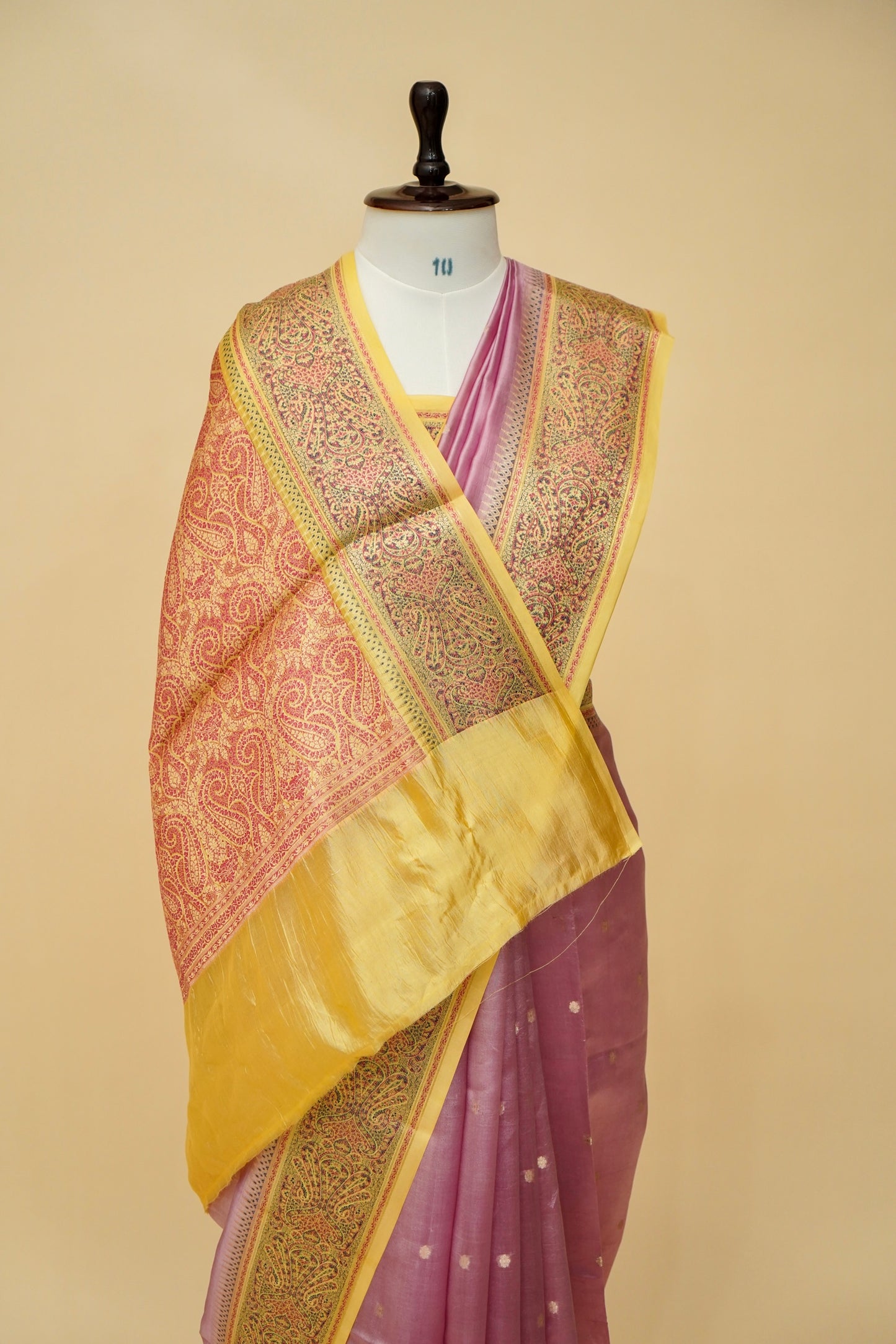 Lightweight Pure Mango Katan Silk Saree in Light Pink with Jamawar Pallu and Border