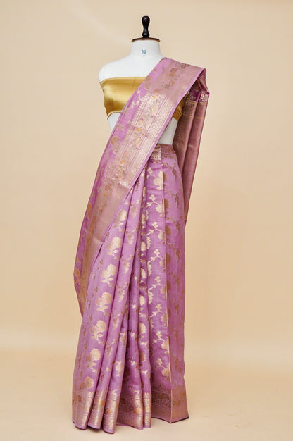 Pure Chinya Silk Banarasi Saree with Intricate Jaal Weaving