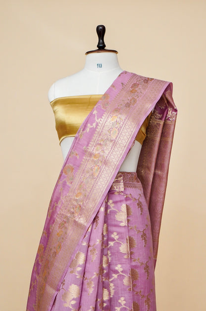 Pure Chinya Silk Banarasi Saree with Intricate Jaal Weaving