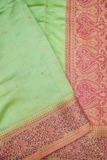 Lightweight Pure Mango Katan Silk Saree with Jamawar Pallu and Border