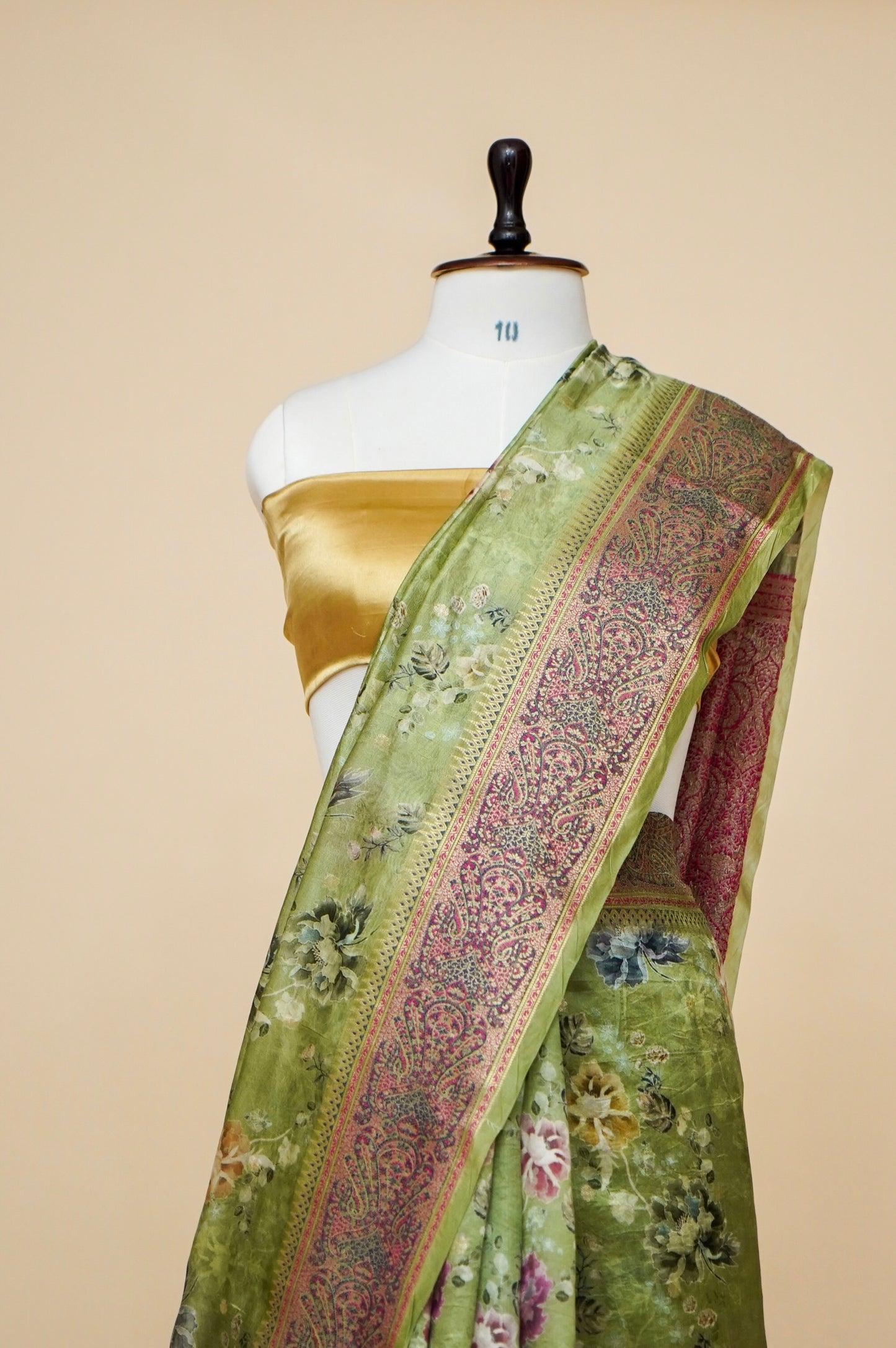 Pure Mango Katan Silk Banarasi Saree with Floral Prints