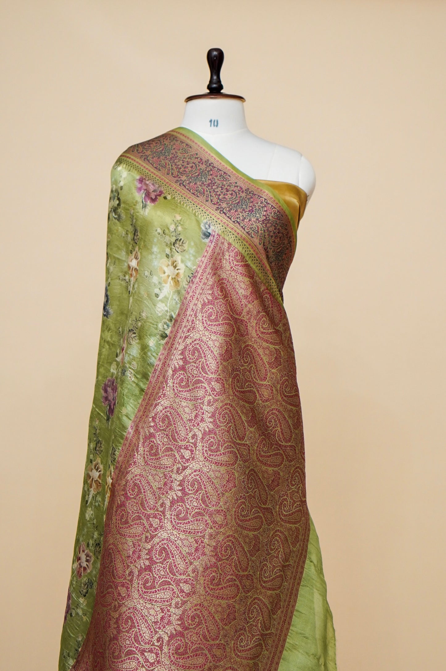 Pure Mango Katan Silk Banarasi Saree with Floral Prints
