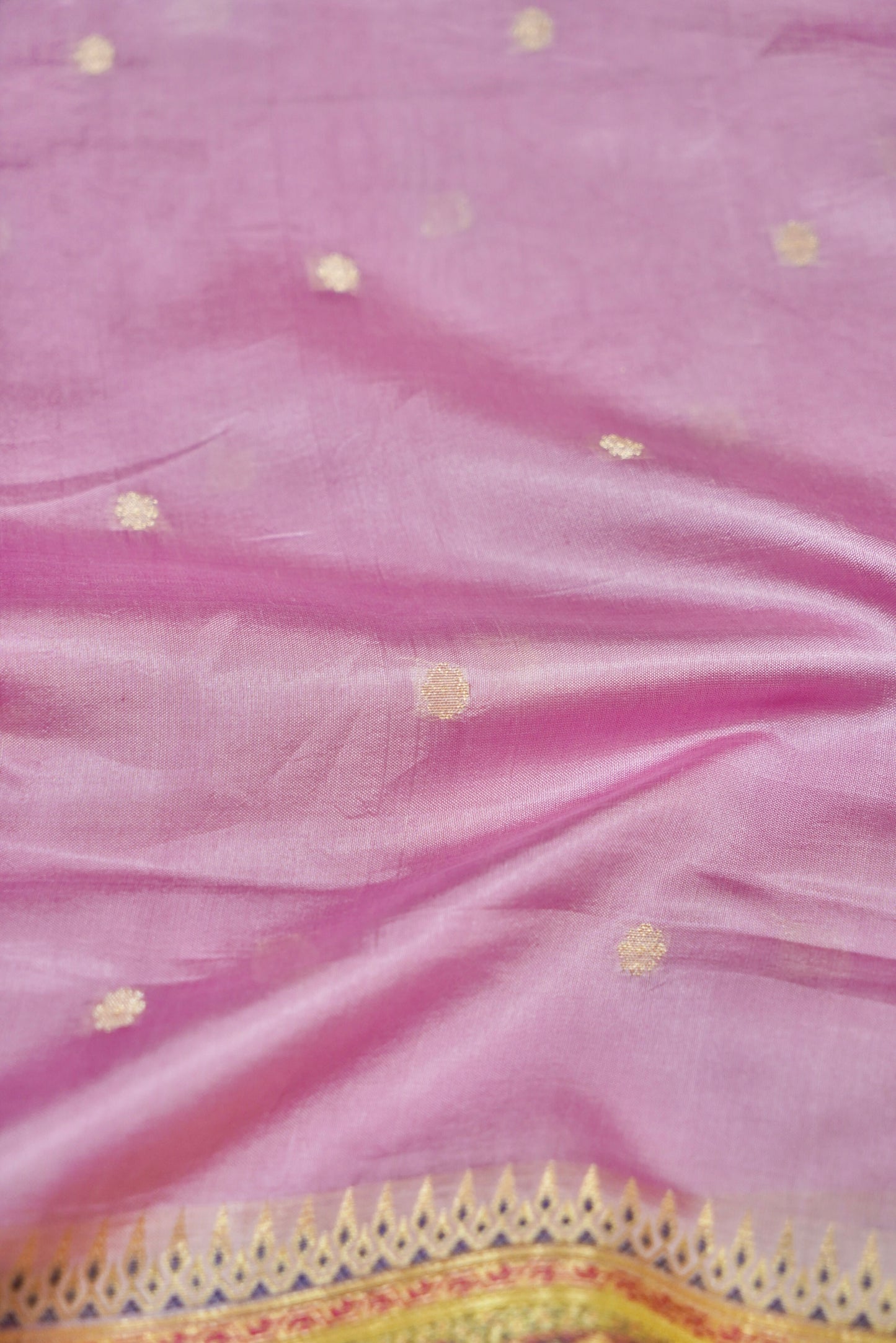 Lightweight Pure Mango Katan Silk Saree in Light Pink with Jamawar Pallu and Border