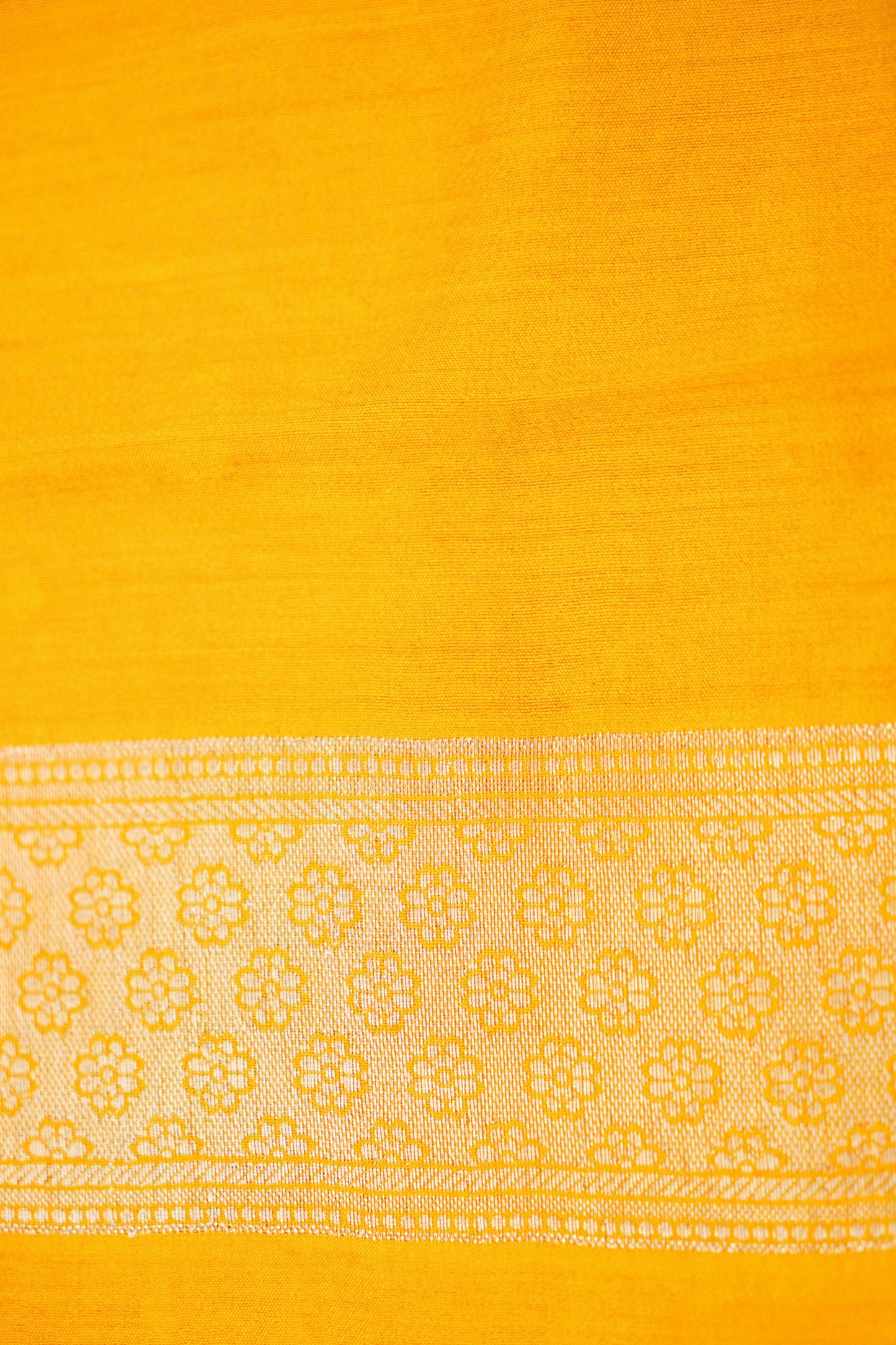 Pure Yellow Chinya Katan Silk Saree with Jaal Weaving