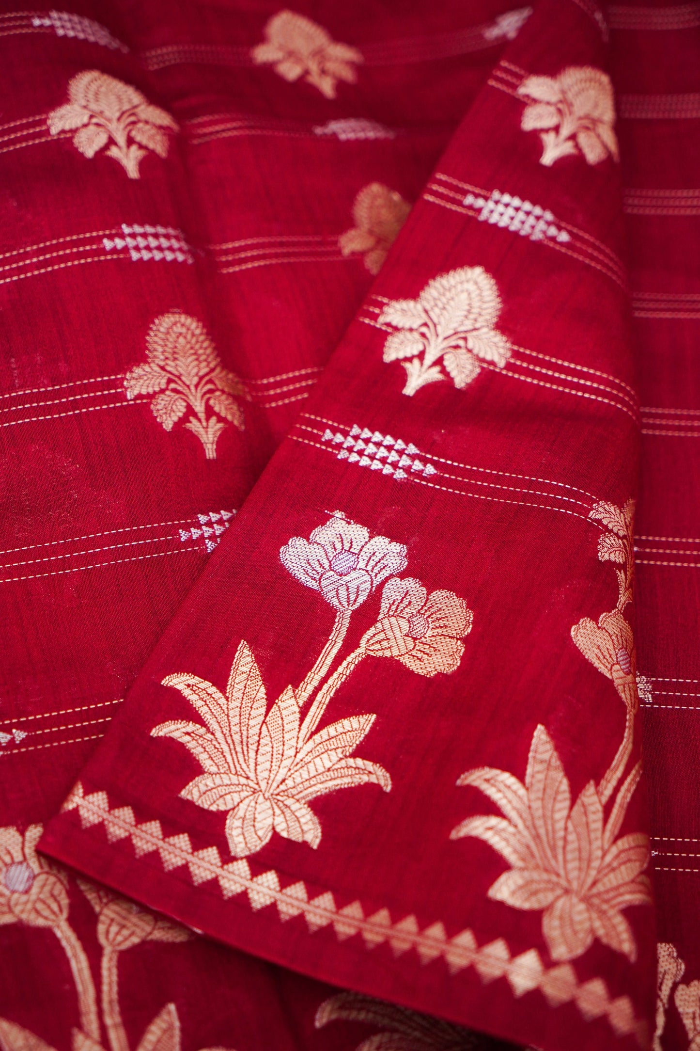 Pure Chinya Katan Silk Jaal Weaving Saree