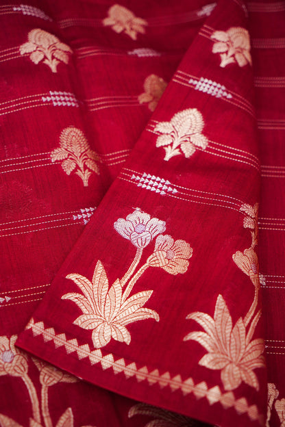 Pure Chinya Katan Silk Jaal Weaving Saree