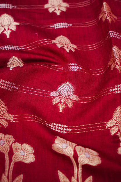 Pure Chinya Katan Silk Jaal Weaving Saree