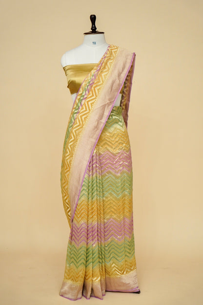 Pure Banarasi Khaddi Georgette Saree with Designer Rangkat Pattern