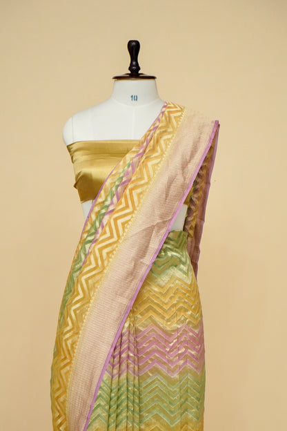 Pure Banarasi Khaddi Georgette Saree with Designer Rangkat Pattern