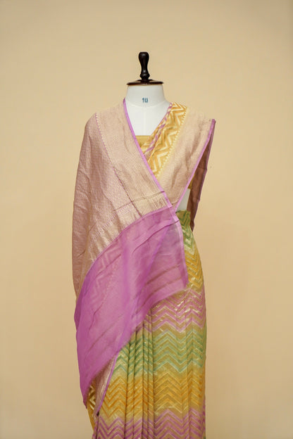 Pure Banarasi Khaddi Georgette Saree with Designer Rangkat Pattern