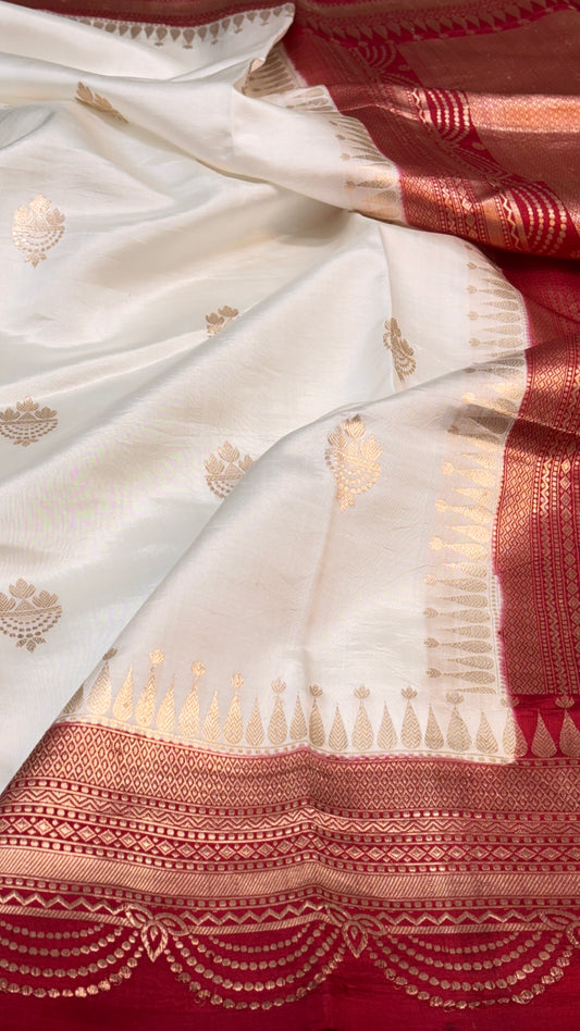 White Raw Mango Silk Saree