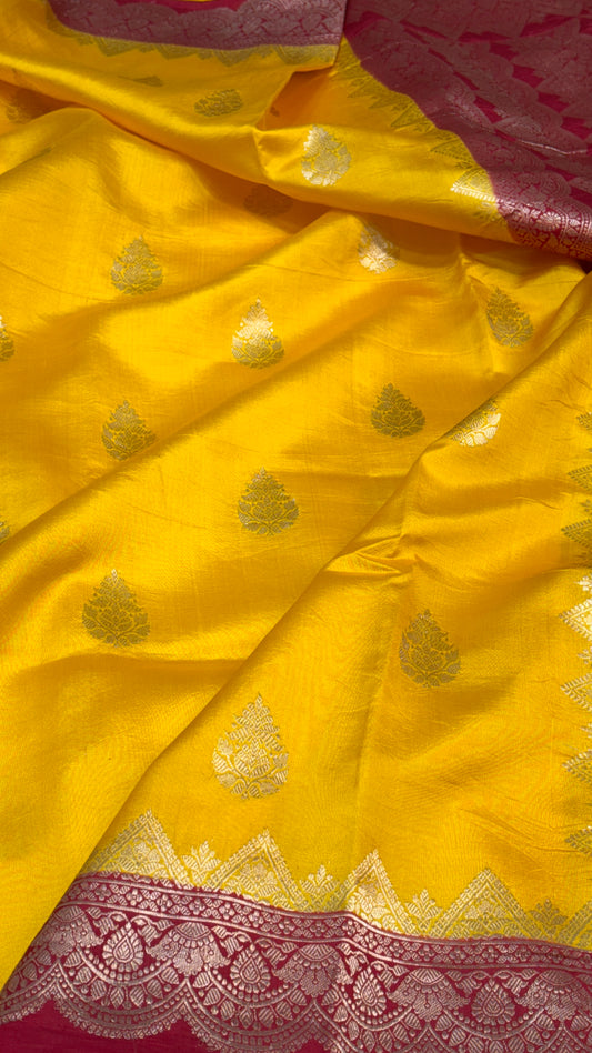 Haldi Yellow Raw Mango Silk Saree