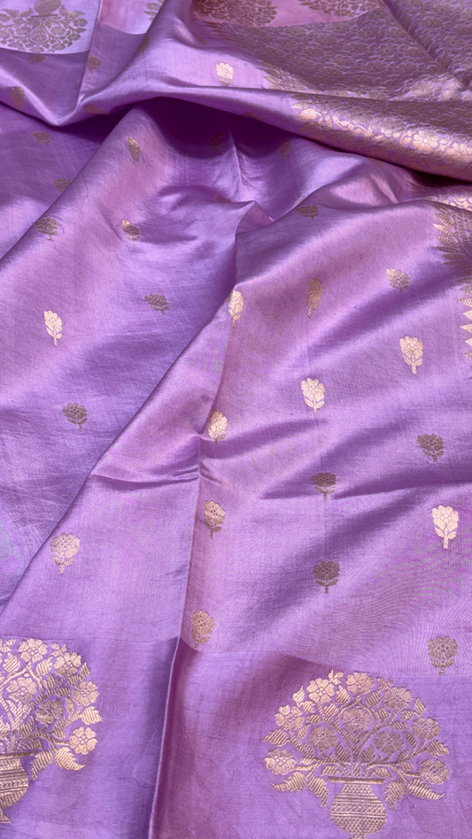 Light Lavender Raw Mango Silk Saree