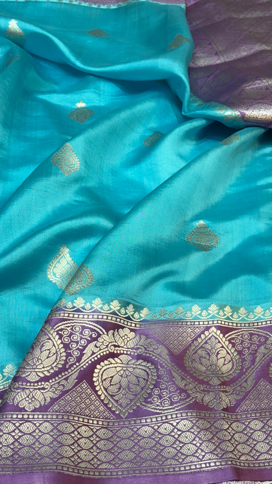 Blue Raw Mango Silk Saree
