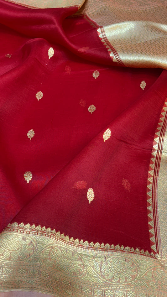 Red Raw Mango Silk Saree