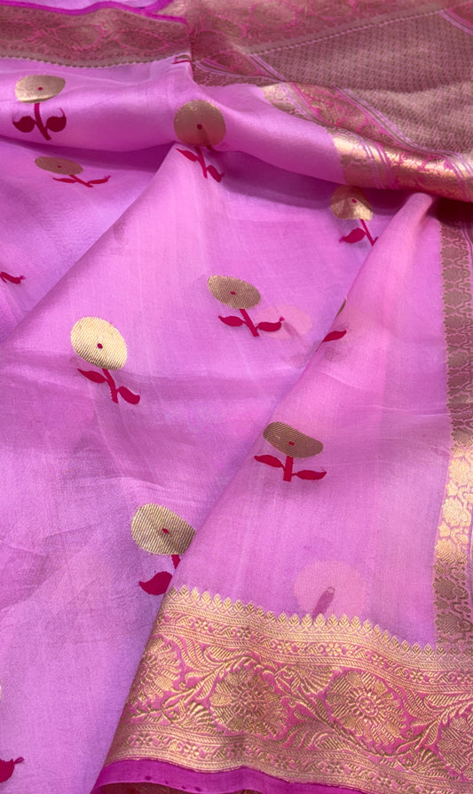 Pink Raw Mango Silk Saree