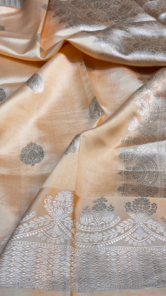 Peach Raw Mango Silk Saree