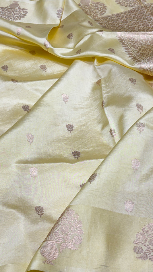Pastel Yellow Raw Mango Silk Saree