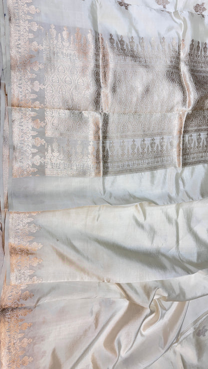 Ivory White Raw Mango Silk Saree