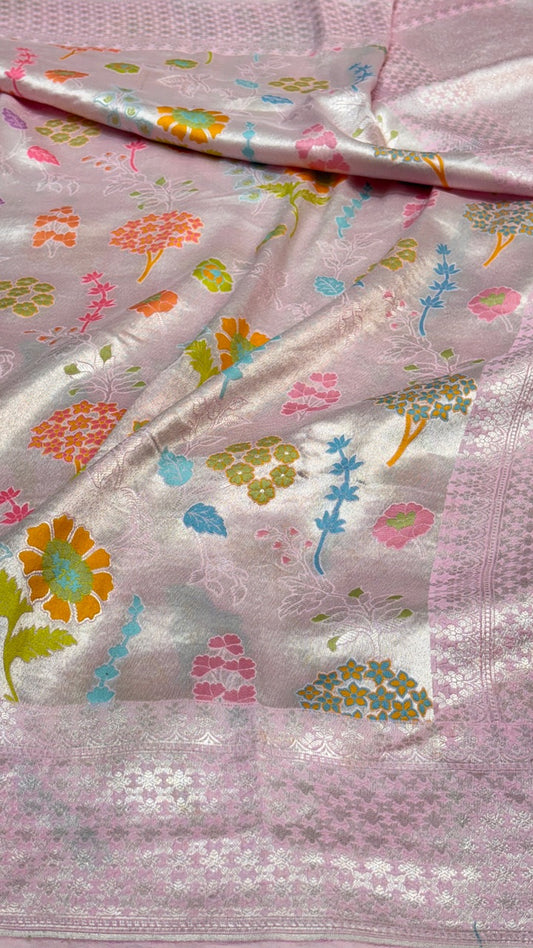 Pink Banarasi Tusser Georgette Saree
