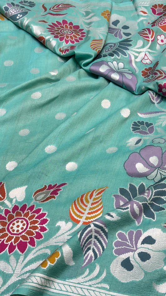 Sea Green Banarasi Tusser Georgette Saree