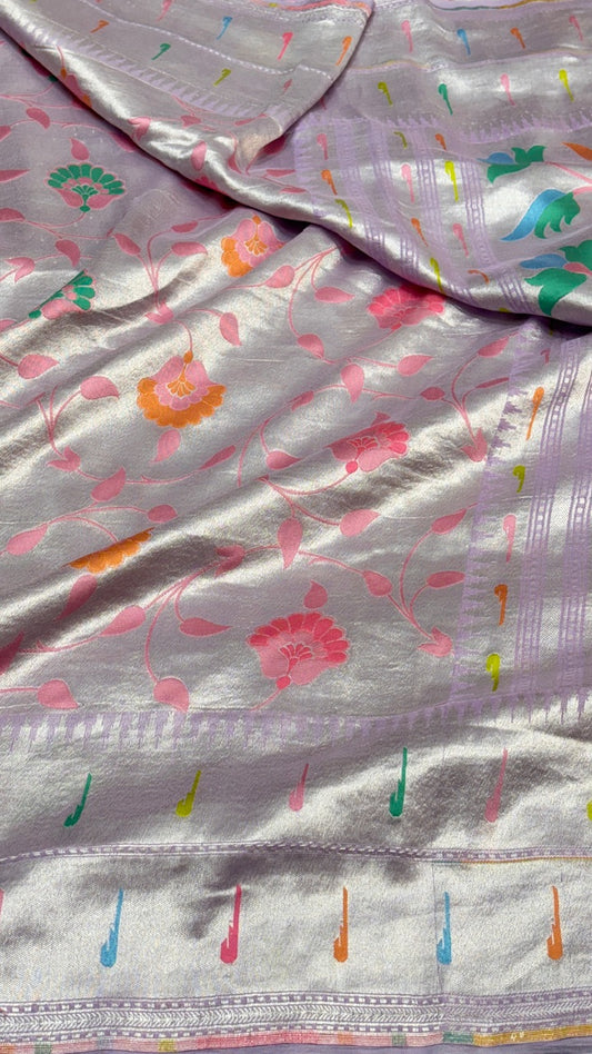 Light Purple Banarasi Tusser Georgette Saree