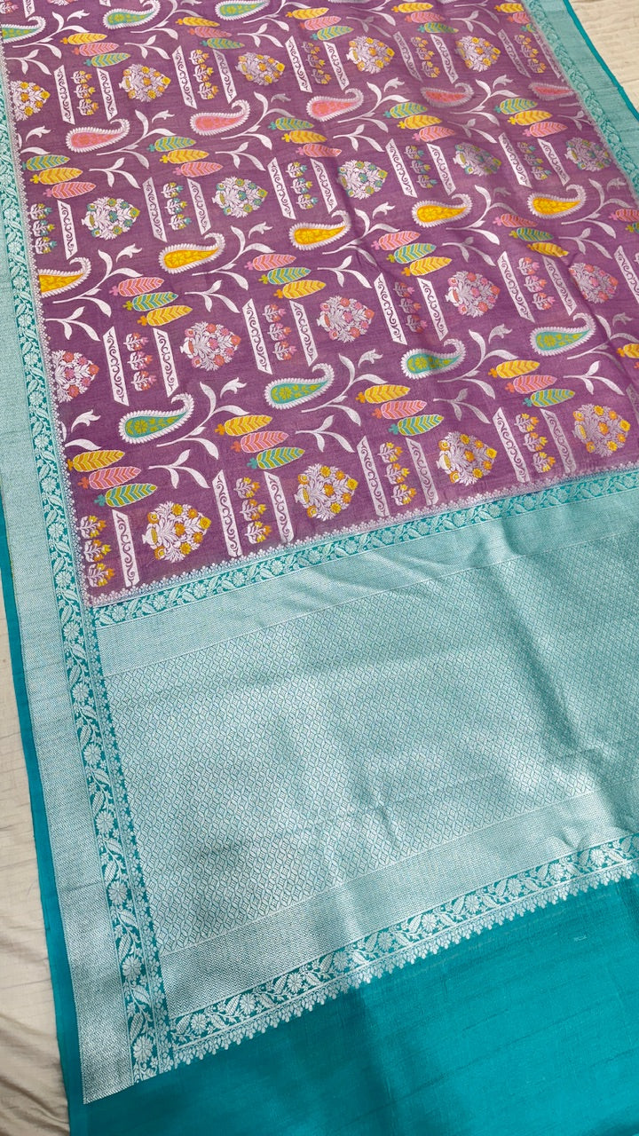 Magenta Pink Banarasi Tusser Georgette Saree