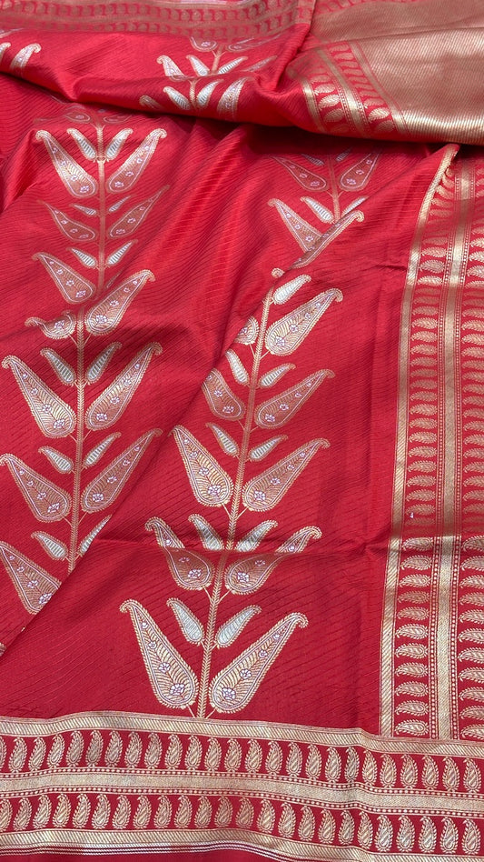 Red Banarasi Brocade Silk Saree