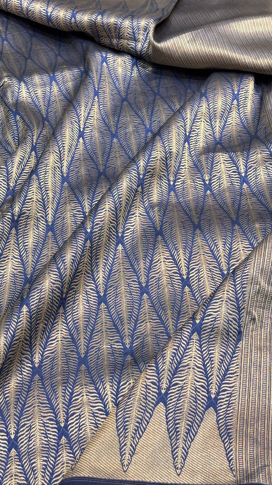 Blue Banarasi Brocade Silk Saree