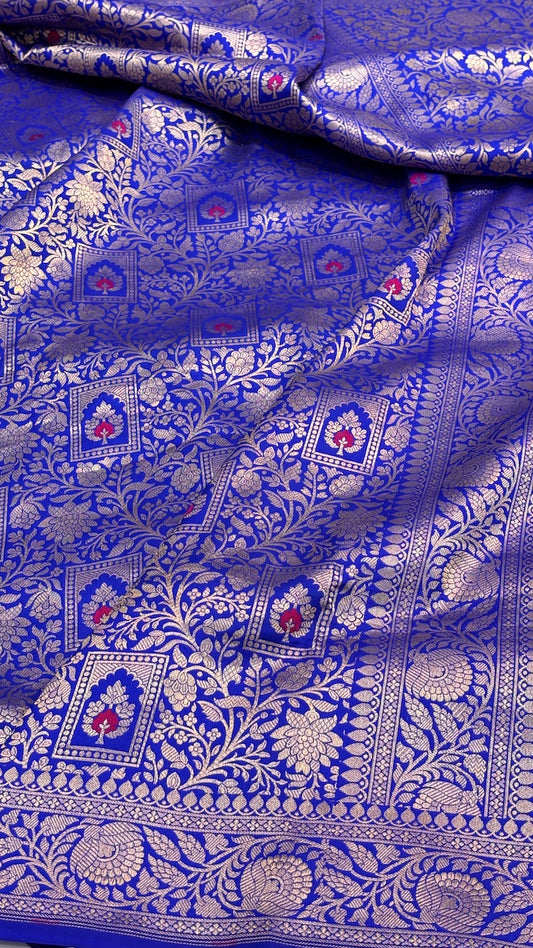 Royal Blue Banarasi Brocade Silk Saree