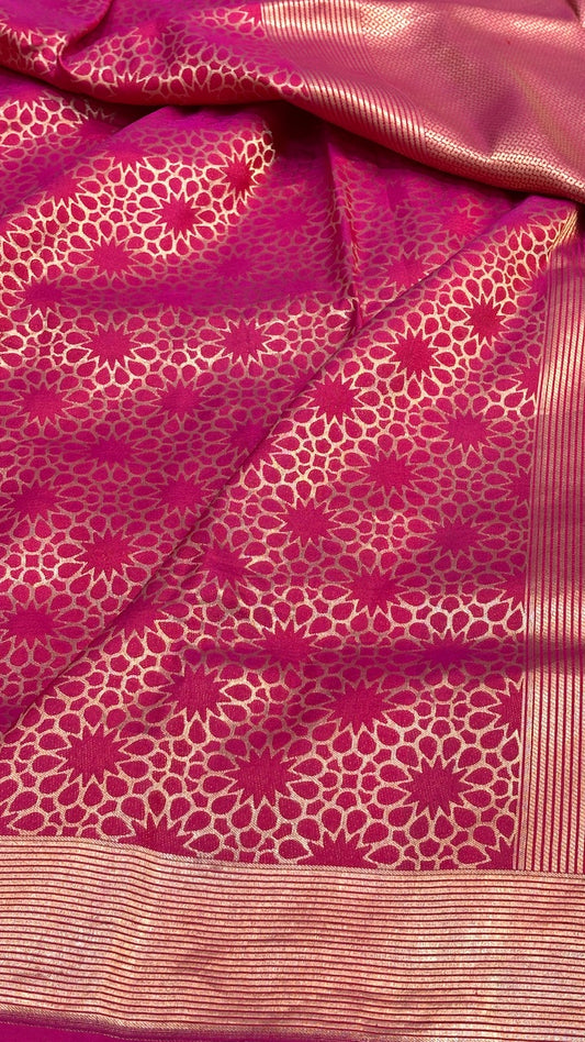 Royal Pink Banarasi Brocade Silk Saree