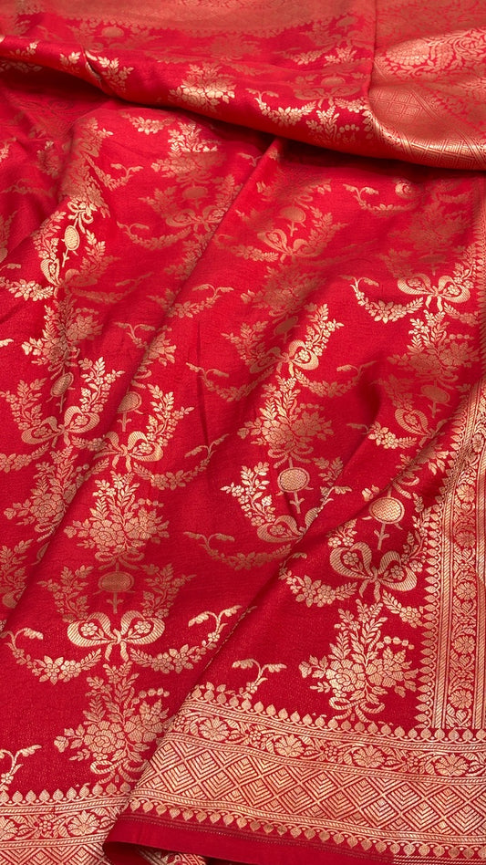 Red Banarasi Brocade Silk Saree