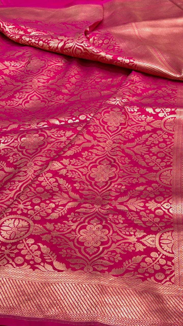 Red Banarasi Brocade Silk Saree