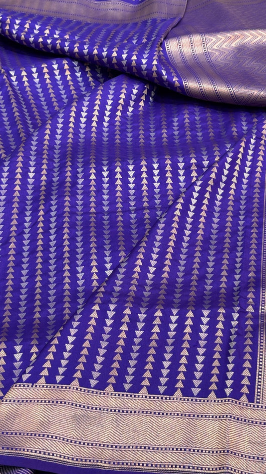 Blue Banarasi Brocade Silk Saree