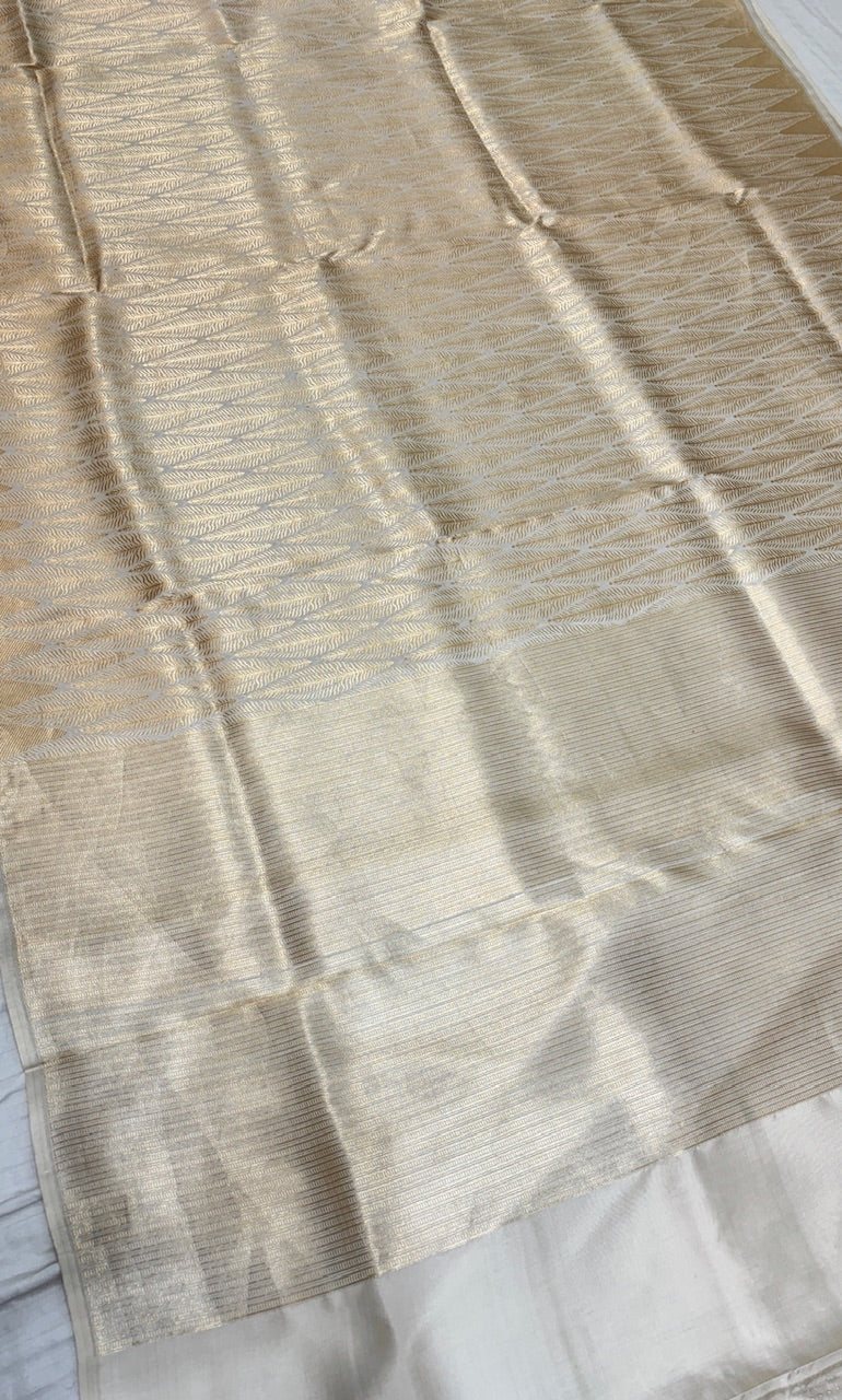 Silver Banarasi Brocade Silk Saree