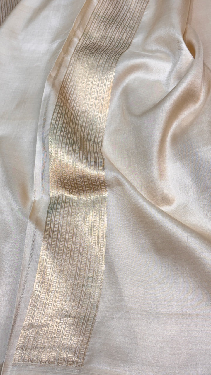 Silver Banarasi Brocade Silk Saree