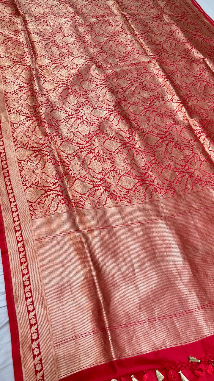 Red Banarasi Brocade Silk Saree
