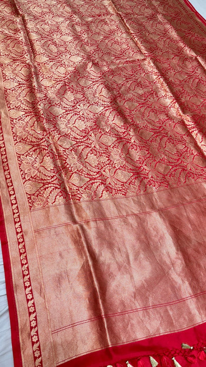 Red Banarasi Brocade Silk Saree