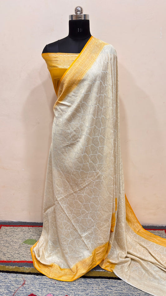 Silver Banarasi Chiffon Georgette Saree