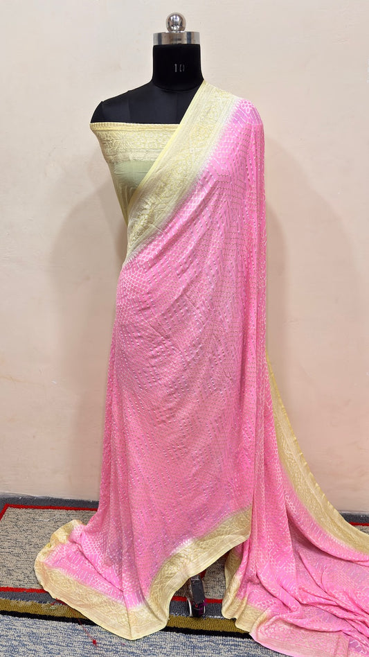 Pink Banarasi Chiffon Georgette Saree