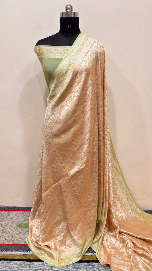 Peach Banarasi Chiffon Georgette Saree