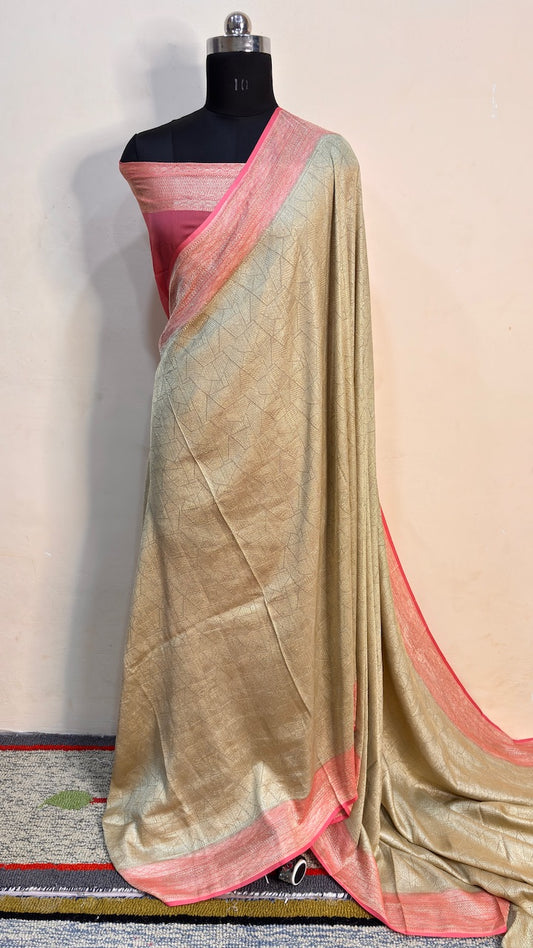 Golden Banarasi Chiffon Georgette Saree