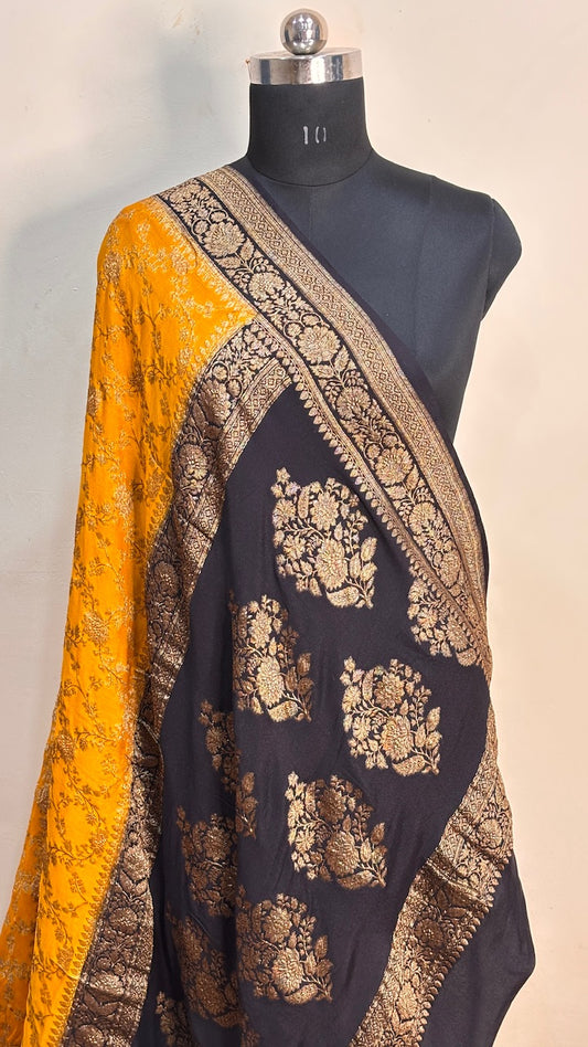 Yellow Banarasi Chiffon Georgette Saree