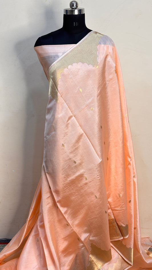 Peach Raw Mango Silk Saree