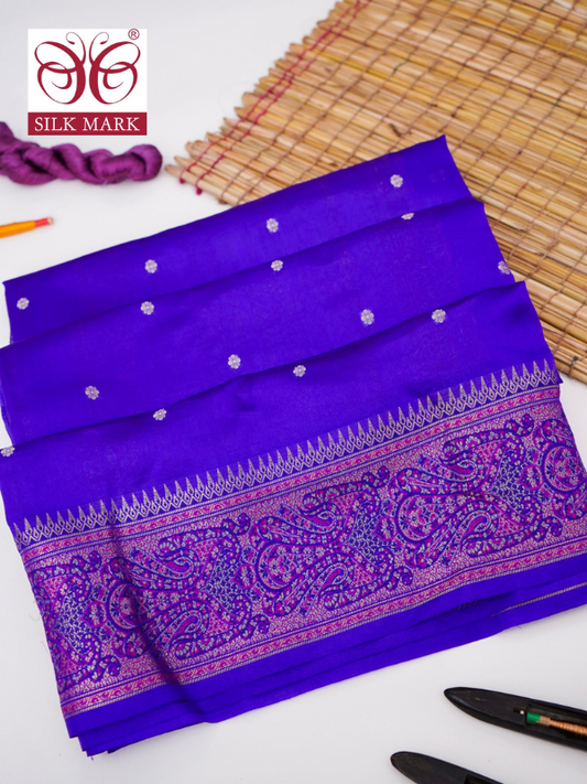Pure Mango Katan Silk Saree with Jamewar Banarasi Border By Kalakari