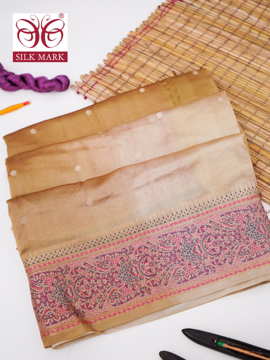 Pure Mango Katan Silk Saree with Jamewar Banarasi Border By Kalakari